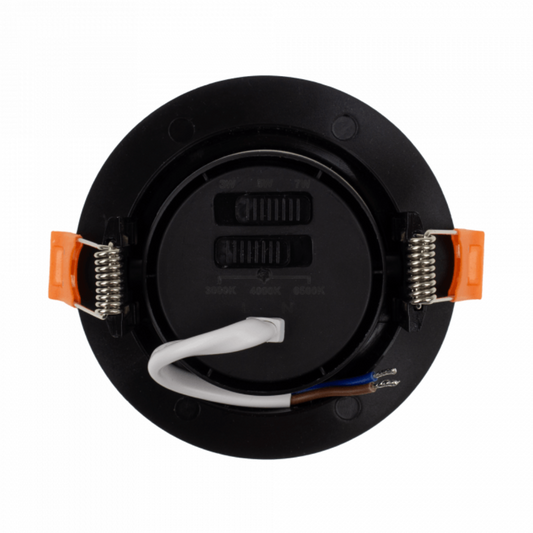 Gaismeklis LED, iebūvējams, Downlight, melns, ar maināmu jaudu - 3W/5W/7W un spektru - 3000K/4000K/6500K (CCT), ECOLIGHT
