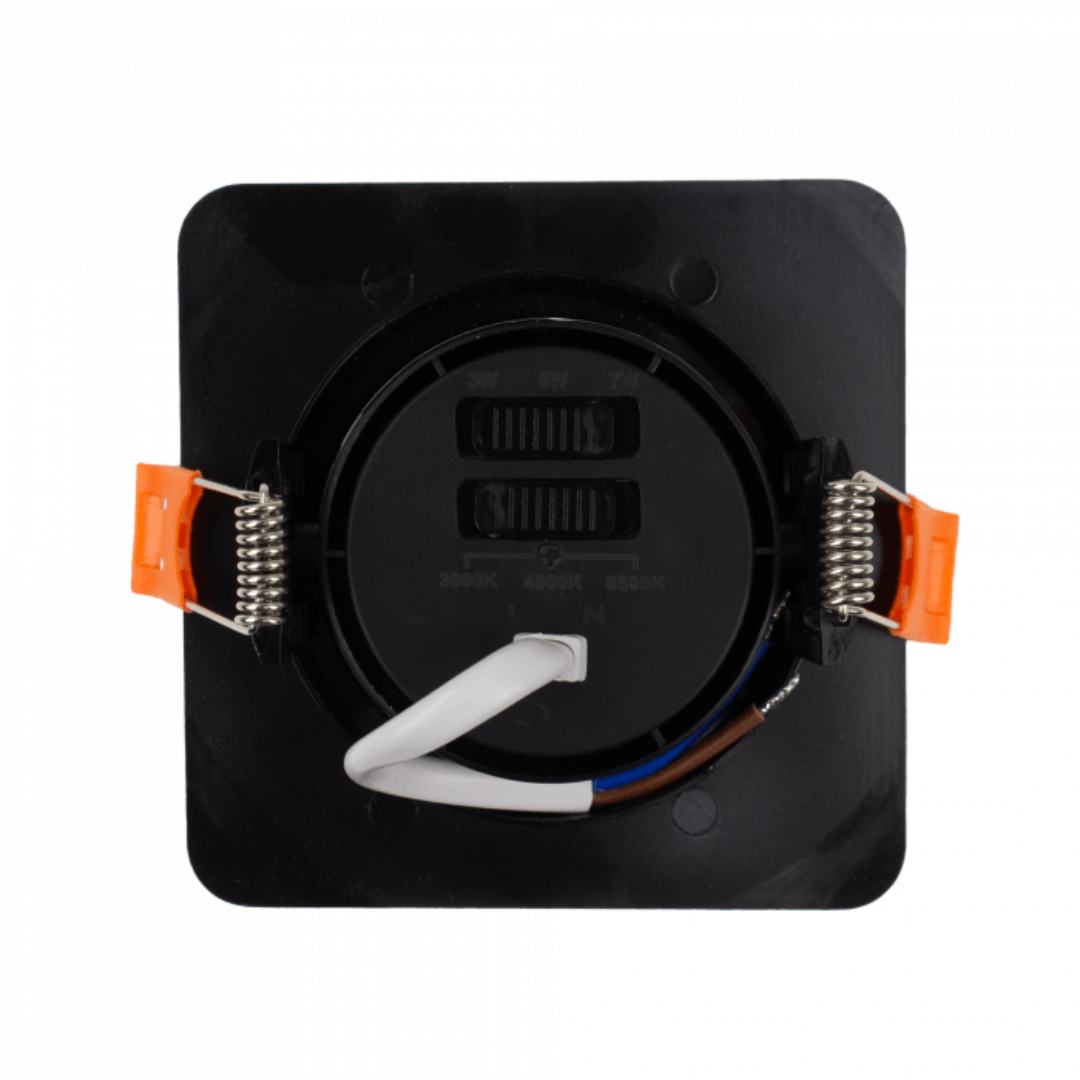 Gaismeklis LED, iebūvējams, Downlight, melns, ar maināmu jaudu - 3W/5W/7W un spektru - 3000K/4000K/6500K (CCT), ECOLIGHT