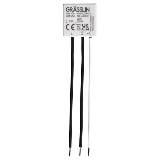Dimmeris / Universāls reostata slēdzis R, C, LED, LED regulēšana no 2 līdz 150W, trim 100, vadība notiek ar tasterslēdzi, der visiem slēdžu ražotājiem, GRASSLIN