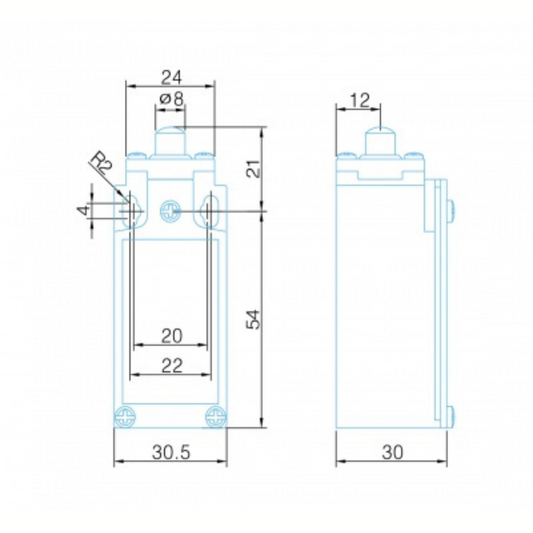 Gala slēdzis 1NO/1NC metāliskajā korpusā, IP65, ar metāla virzuli, LSM101A, VEXEN