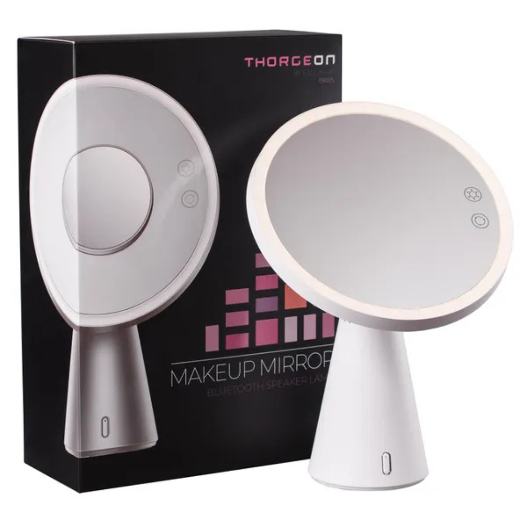 Galda lampa - spogulis, Makeup spogulis, 9W, 350lm, 2800-4200 K, uzlādējama 3000 mAh (uz pilnas uzlādes darbojas 5 stundas), var regulēt spožumu, THORGEON