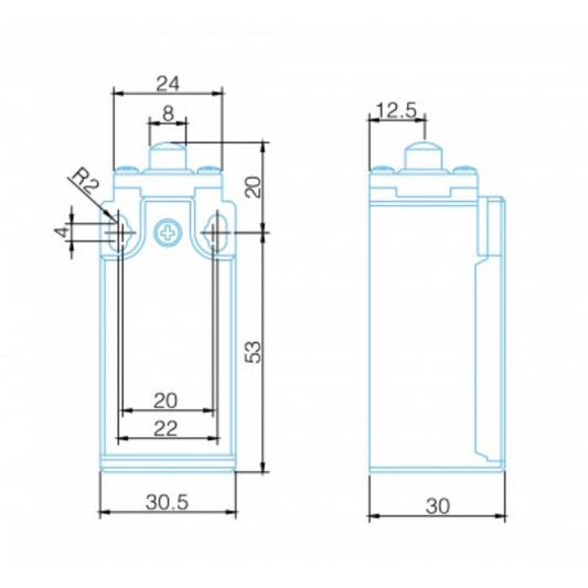 Gala slēdzis 1NO/1NC plastmasas korpusā, IP65, ar metāla virzuli, LSP101A, VEXEN