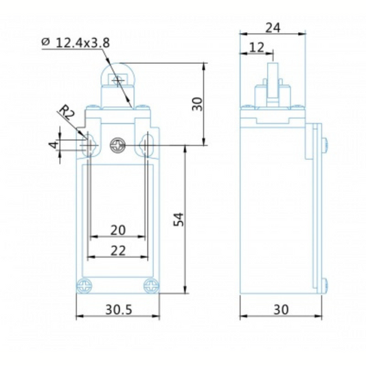 Gala slēdzis 1NO/1NC metāliskajā korpusā, IP65, ar metāla rullīti, LSM102A, VEXEN
