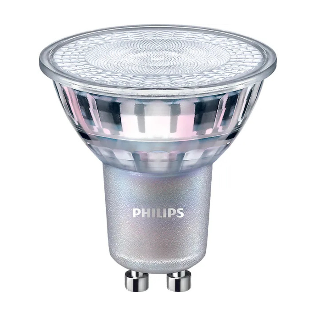 LED spuldze 4.9W (50W pēc hal.spuldzes standarta), GU10, 2200-2700K (silta gaisma), 355lm, 25000h, 220-240V/50Hz, PHILIPS
