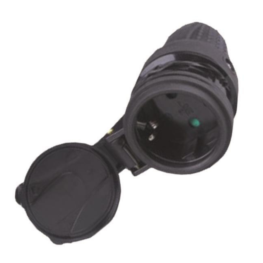 Ligzda gumijas vadam ar zemējumu, IP44, 16A, 220-240V, melna