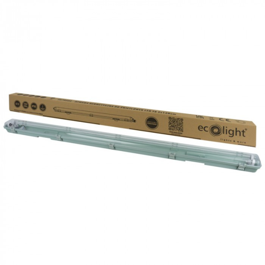 Hermētisks gaismekļa korpuss priekš 2xLED T8 120cm, garums 120cm, IP65, ECOLIGHT