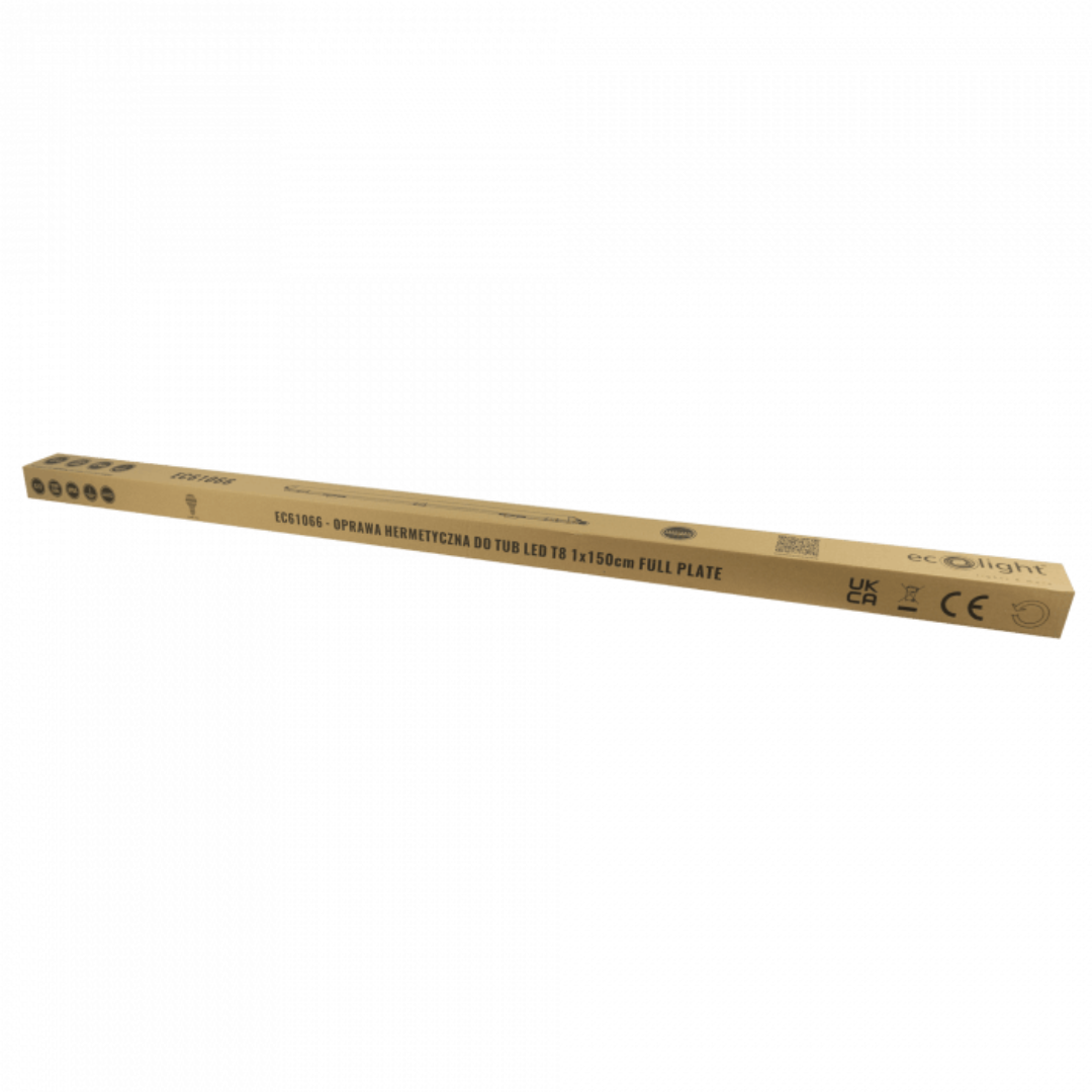 Hermētisks gaismekļa korpuss priekš 1xLED T8 150cm, garums 150cm, IP65, ECOLIGHT