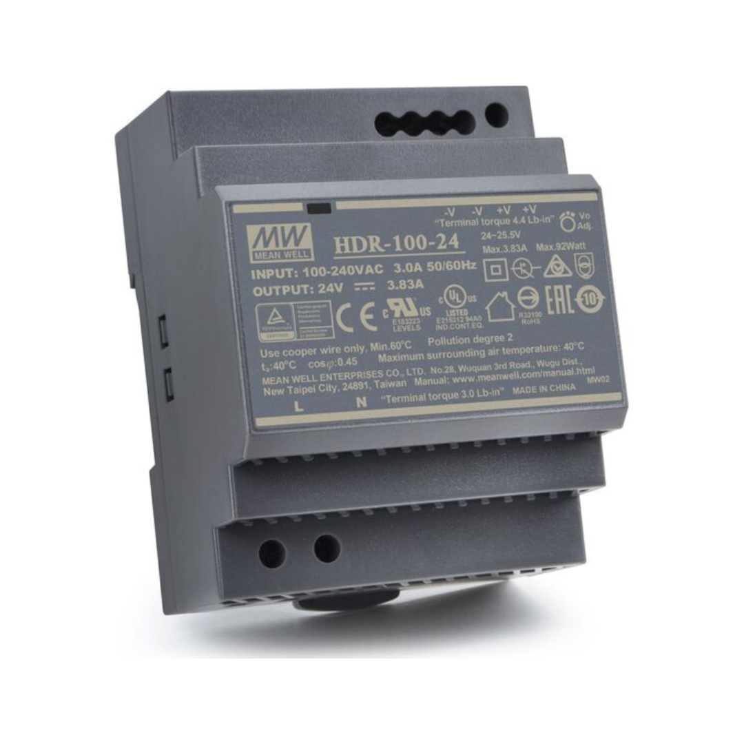 LED barošanas bloks uz DIN sliedes, 24V DC, 3.83A, 100W, MEAN WELL