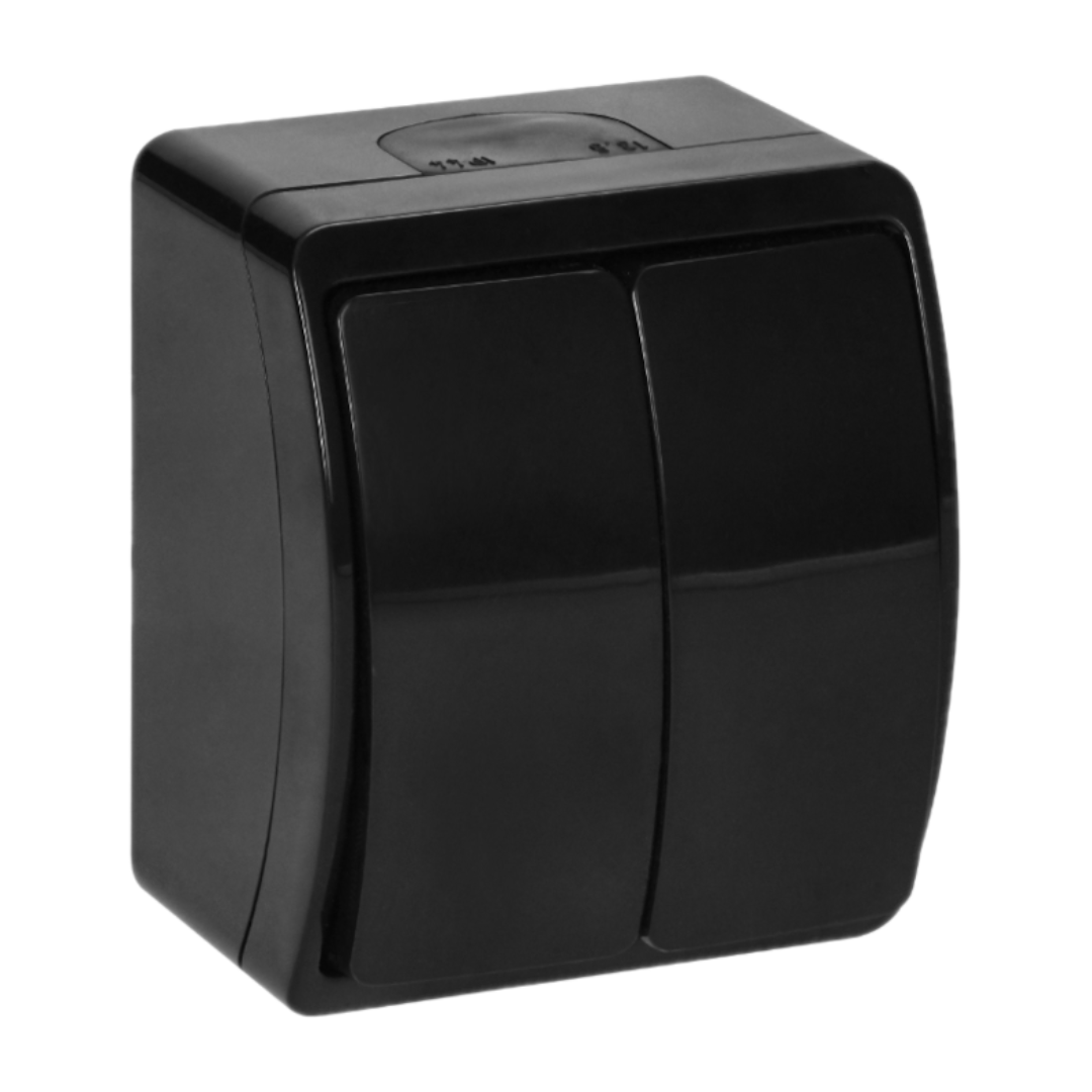 Slēdzis 2-pola IP44, melns, virsapmetuma, ORNO