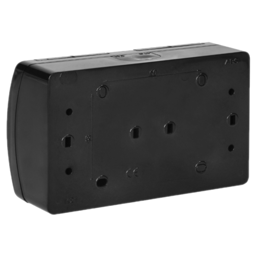 Kontaktligzda 2-vietīga a/z IP44, melna, virsapmetuma, ORNO