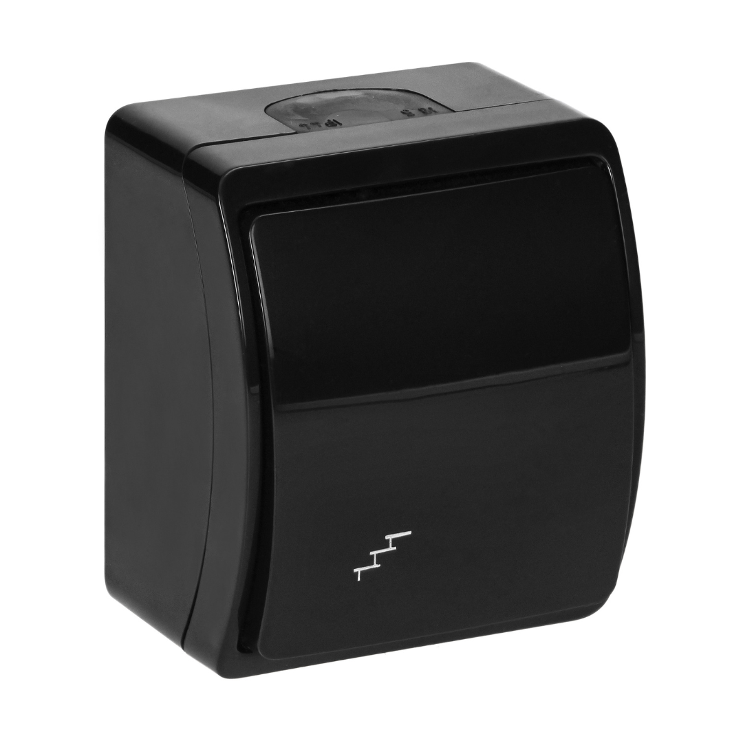 Pārslēdzis 1-pola IP44, melns, virsapmetuma, ORNO