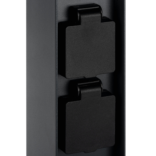 Āra dārza gaismeklis - stabiņš ar 2 rozetēm, spuldzes cokols G9, LED līdz 11W, 220-240V, IP44, melns, DASTEN 80 S SO B, Kanlux