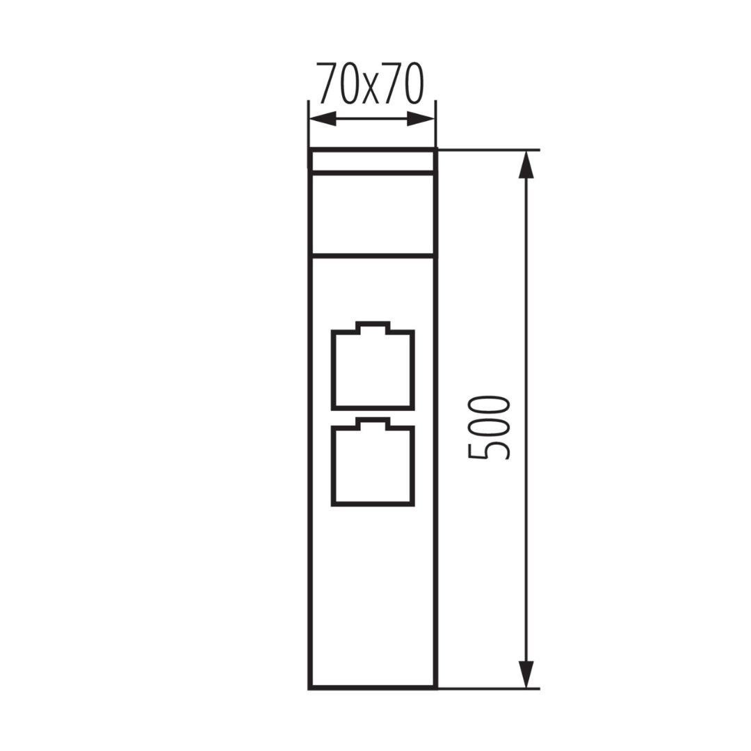 Āra dārza gaismeklis - stabiņš ar 2 rozetēm, spuldzes cokols G9, LED līdz 11W, 220-240V, IP44, melns, DASTEN 50 S SO B, Kanlux