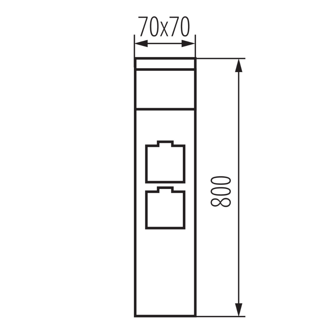 Āra dārza gaismeklis - stabiņš ar 2 rozetēm, spuldzes cokols G9, LED līdz 11W, 220-240V, IP44, melns, DASTEN 80 S SO B, Kanlux