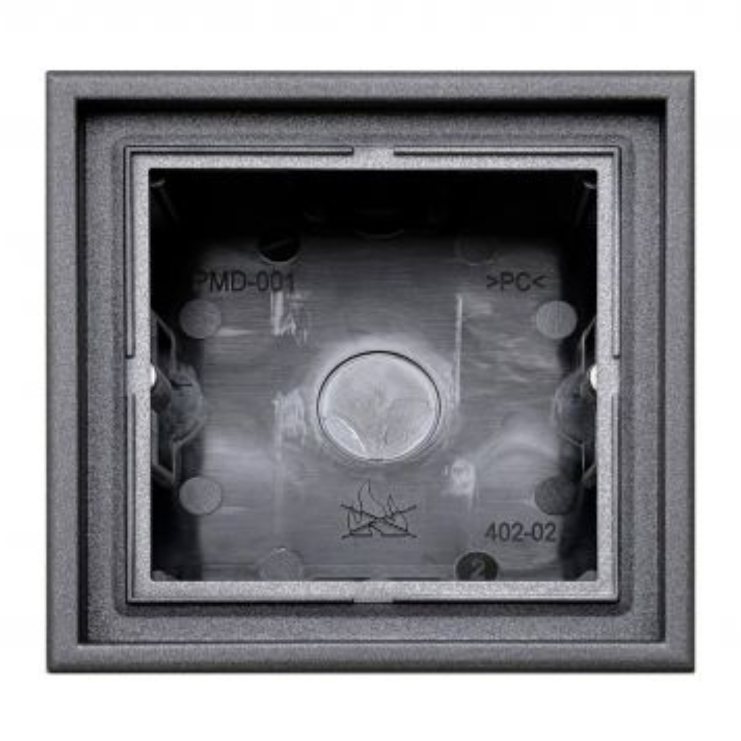 Virsapmetuma montāžas kārba 1-vietīga, melna-matēta (antracīts), ar rāmi, 83x83x47mm, Liregus MODERN