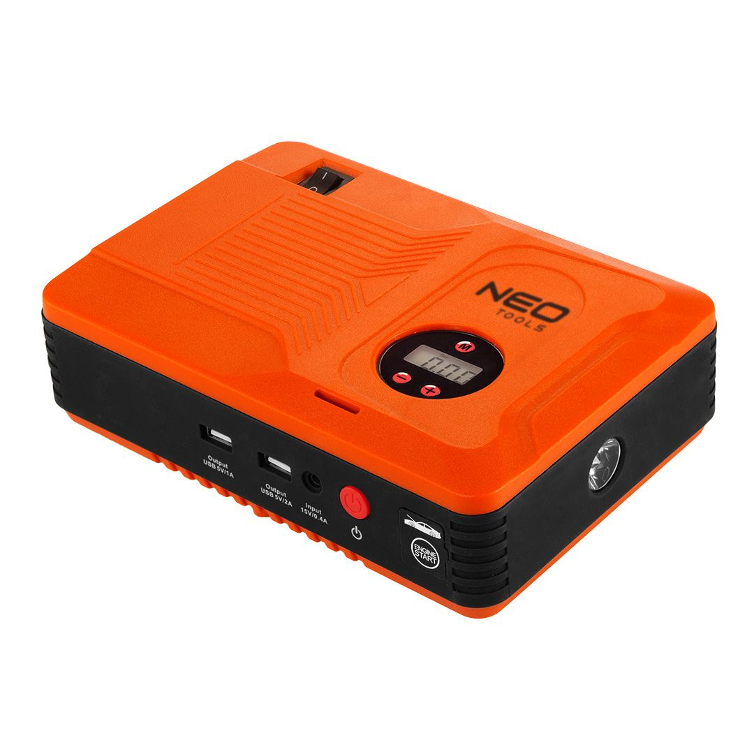 Akumulatora starteris, gaisa kompresors 3.5 BAR, LED prožektors, power bank 14Ah, 1xUSB-A 1A, 1xUSB-A 2A, NEO TOOLS