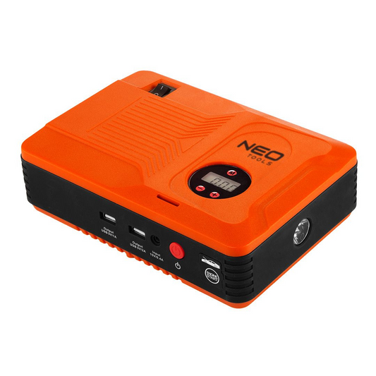 Akumulatora starteris, gaisa kompresors 3.5 BAR, LED prožektors, power bank 14Ah, 1xUSB-A 1A, 1xUSB-A 2A, NEO TOOLS