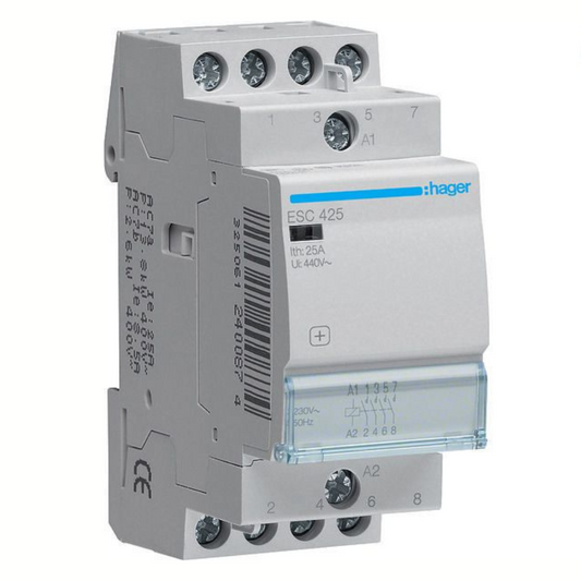 Kontaktors, ESC425, 25A, 4NO, 230V, HAGER