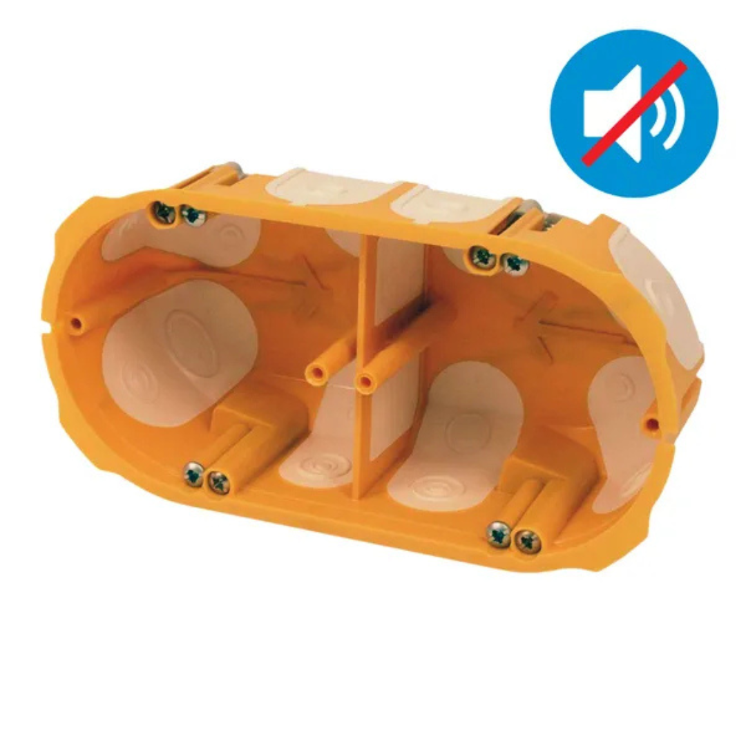 Montāžas kārba reģiša sienai 2-vietīga, Ø68xh50mm, ar membrānām, skaņas noturīga, KOPOS