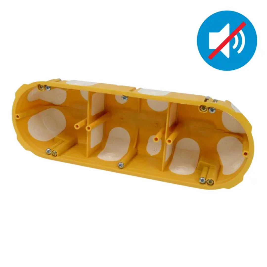 Montāžas kārba reģiša sienai 3-vietīga, Ø68xh50mm, ar membrānām, skaņas noturīga, KOPOS