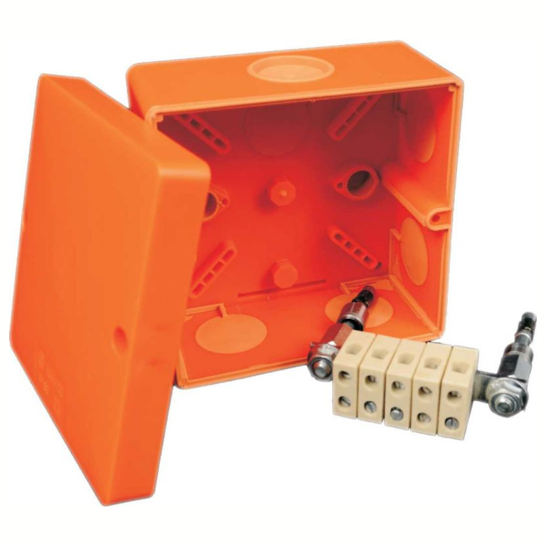 Nozarkārba ugunsdroša E90, 101x101x62mm, IP66, ar klemem 5x1,5-6mm2, KSK 100, KOPOS