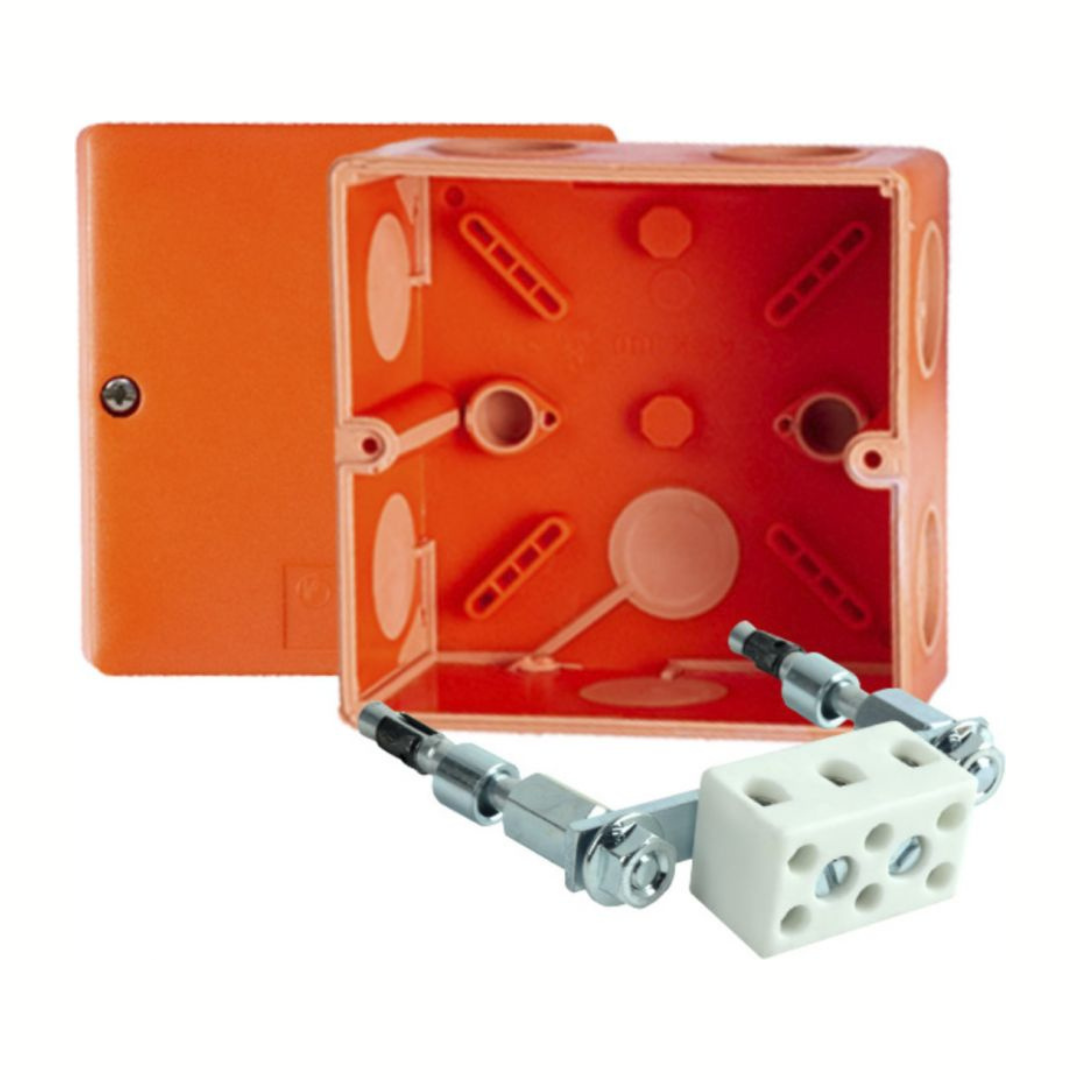 Nozarkārba ugunsdroša E90, 101x101x62mm, IP66, ar klemem 3x1,5-10mm2, KSK 100, KOPOS