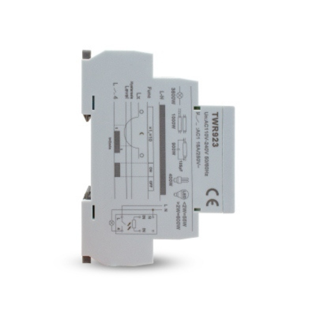 Krēslas slēdzis uz DIN sliedes ar sensoru IP55, 1-10000 Lux, 1NO, 16A, AC230V, TWR923, Vexen
