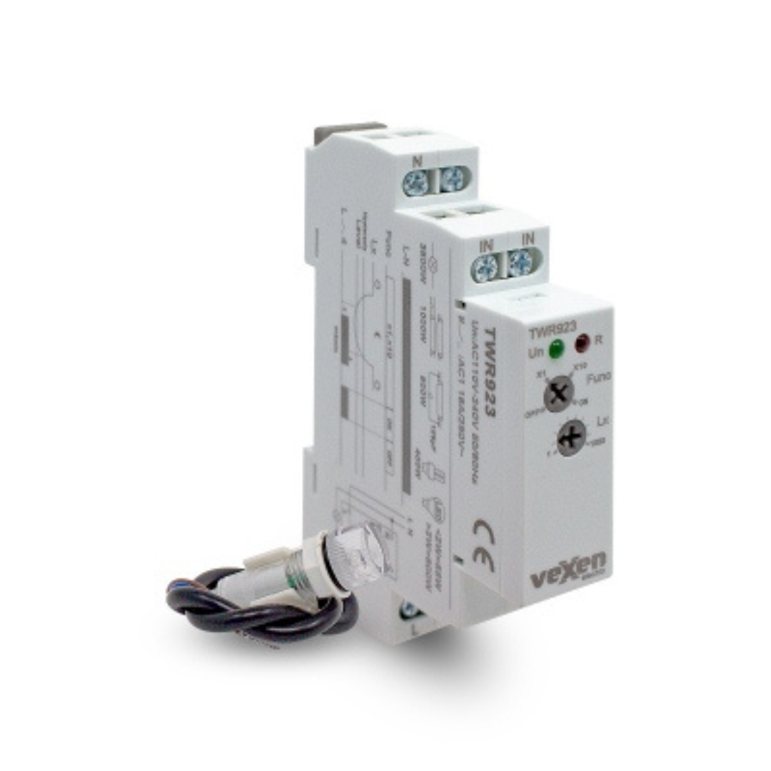 Krēslas slēdzis uz DIN sliedes ar sensoru IP55, 1-10000 Lux, 1NO, 16A, AC230V, TWR923, Vexen