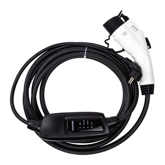 Portatīvā uzlādes ierīce priekš elektroauto, Type 2 - Schuko (220V), 16A, 3.6kW, 1-fāzes, 5m kabeļa garums