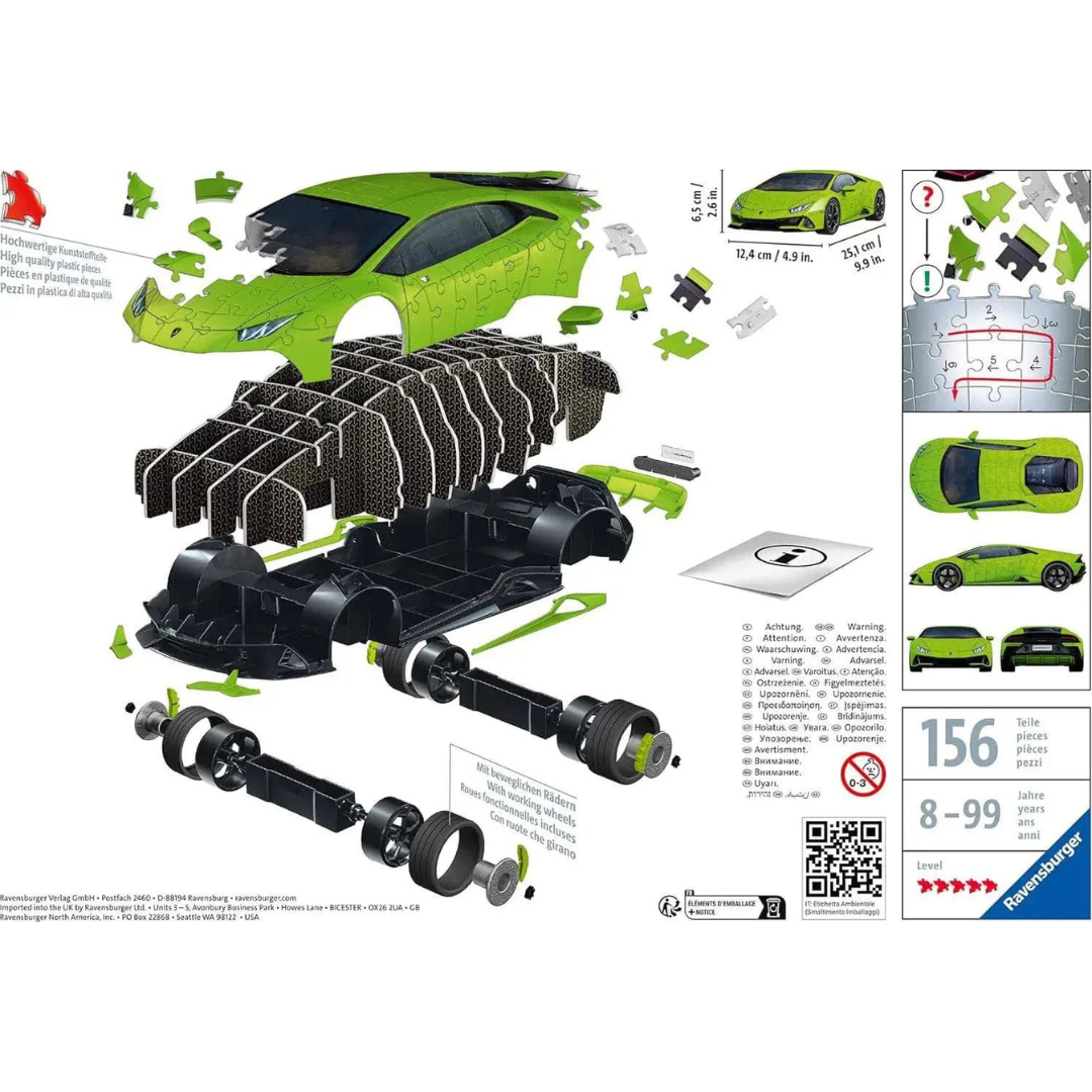 3 Dimensiju puzzle, Lamborghini Huracan Evo Green, Ravensburger