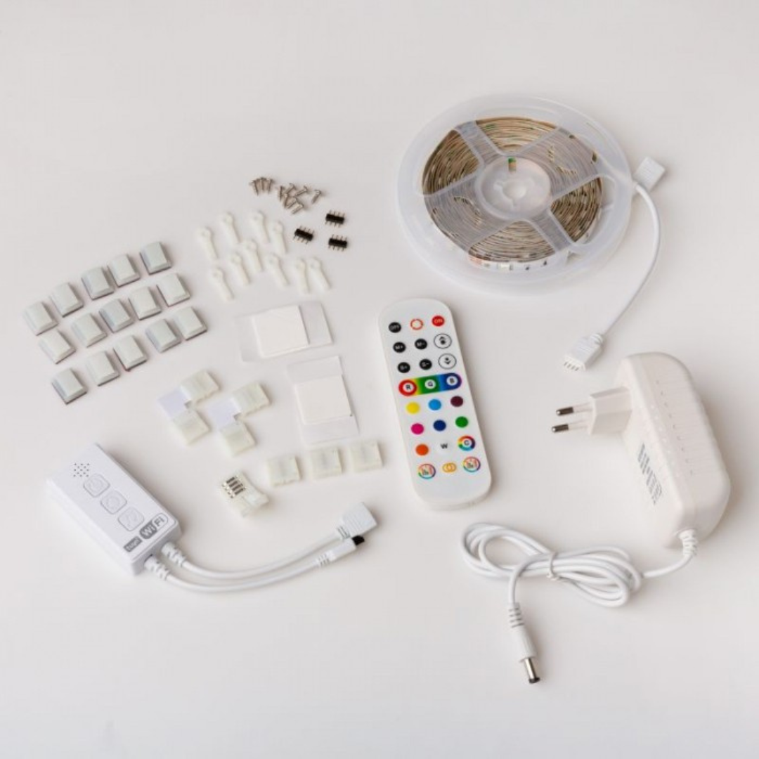Viedā LED lente, komplekts, 7.2W/m, RGB, IP20, 5m, ar vadības iespēju no telefona - Tuya, ECOLIGHT