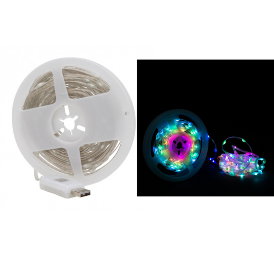LED virtene - Burvju lampas, 1 miljons krāsu, 100 LED, 10m, USB - DC5V (var pieslēgt pie iebkura 5V DC adaptera), IP65, ECOLIGHT
