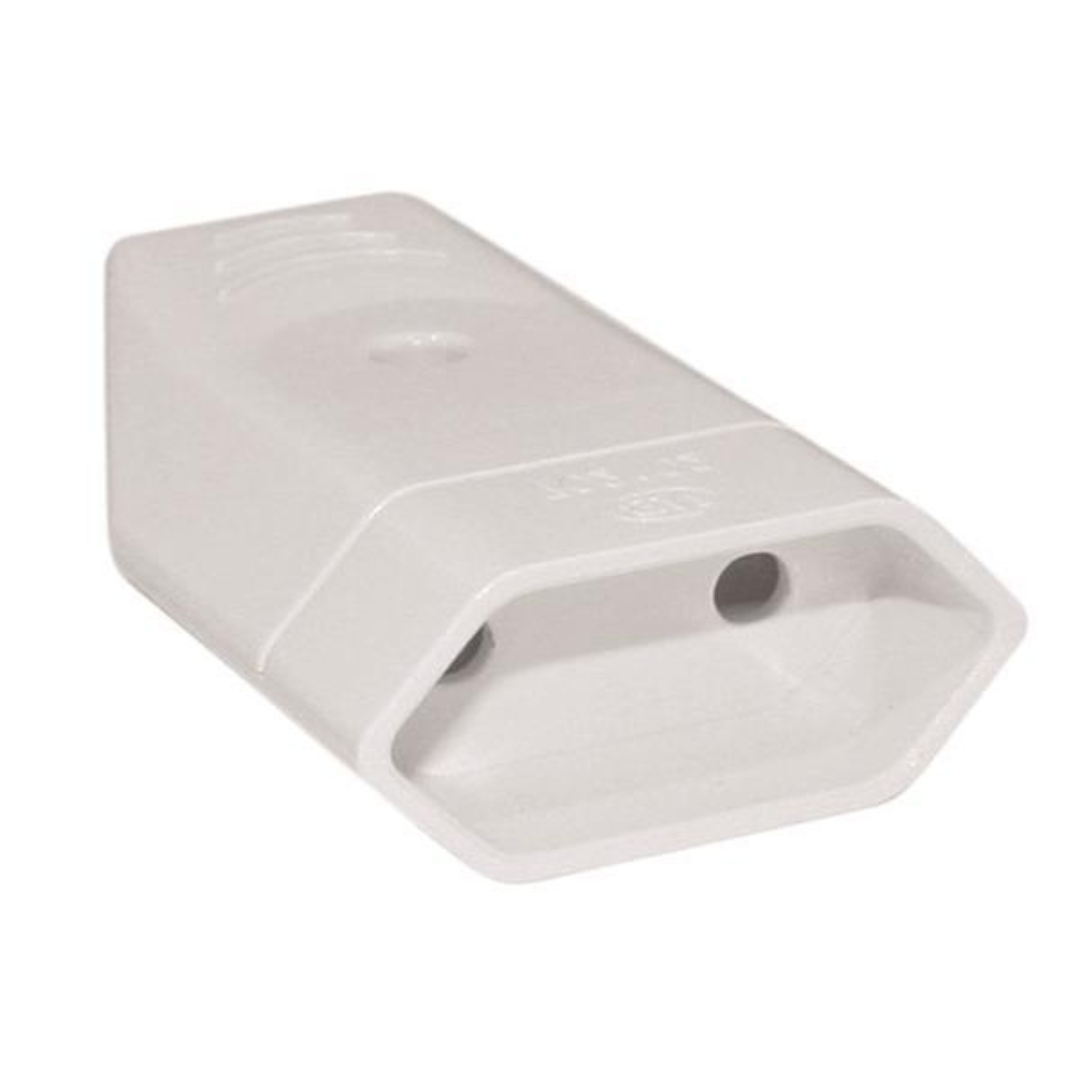 Ligzda vadam bez zemējumu, plakanā, 2.5A, 220-240V, balta