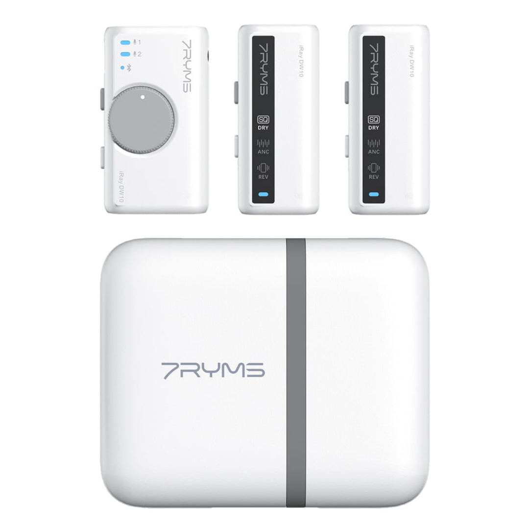 7Ryms iRay DW10 bezvadu mikrofonu komplekts (3,5 mm/USB-C), balts