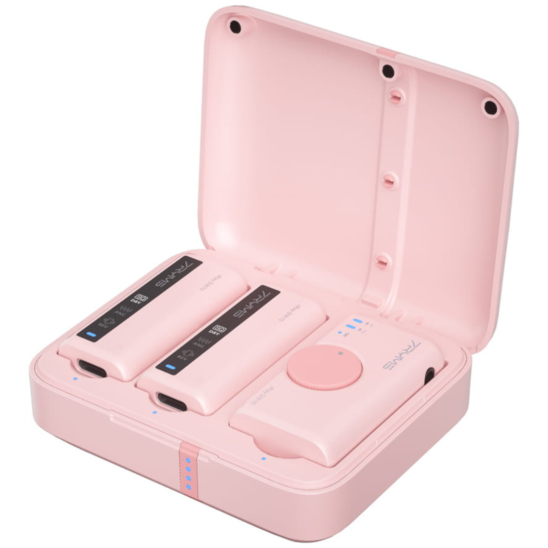 7Ryms iRay DW10 bezvadu mikrofonu komplekts (3,5 mm/USB-C), rozā krāsā