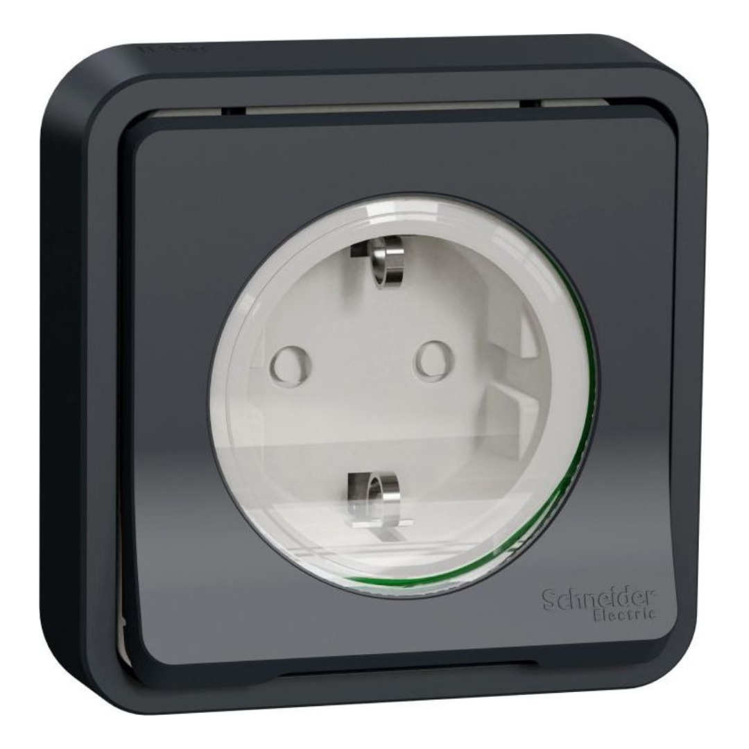 Kontaktligzda 1-vietīga a/z IP55, antracīts, zemapmetuma, MUREVA, Schneider Electric