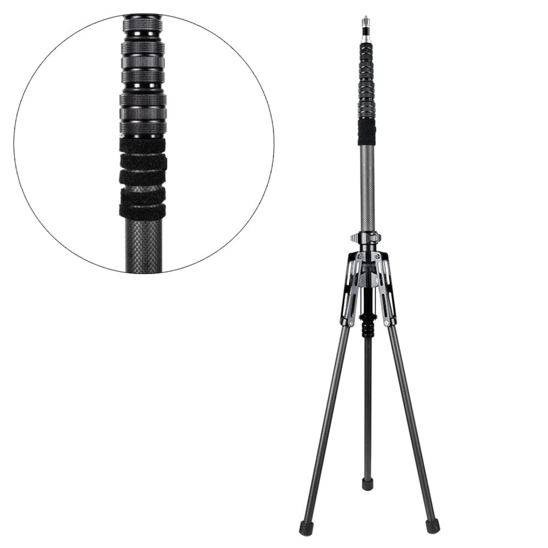 Universāls studijas statīvs no oglekļa šķiedras MITOYA gaismekļiem, izturīgs un viegls, 210cm maksimālais augstums, ar 16mm uzstadīšanas kātu