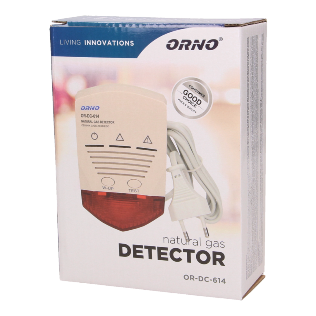 Gāzes detektors OR-DC-614, 230VAC, 50/60Hz, ar gaismas un skaņas signālu, skaļa trauksme