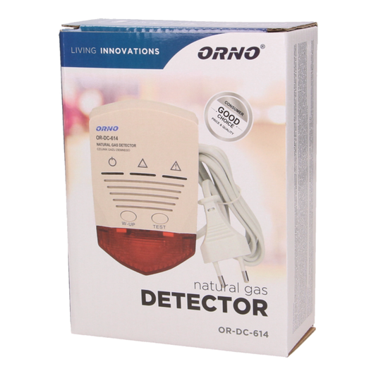 Gāzes detektors OR-DC-614, 230VAC, 50/60Hz, ar gaismas un skaņas signālu, skaļa trauksme