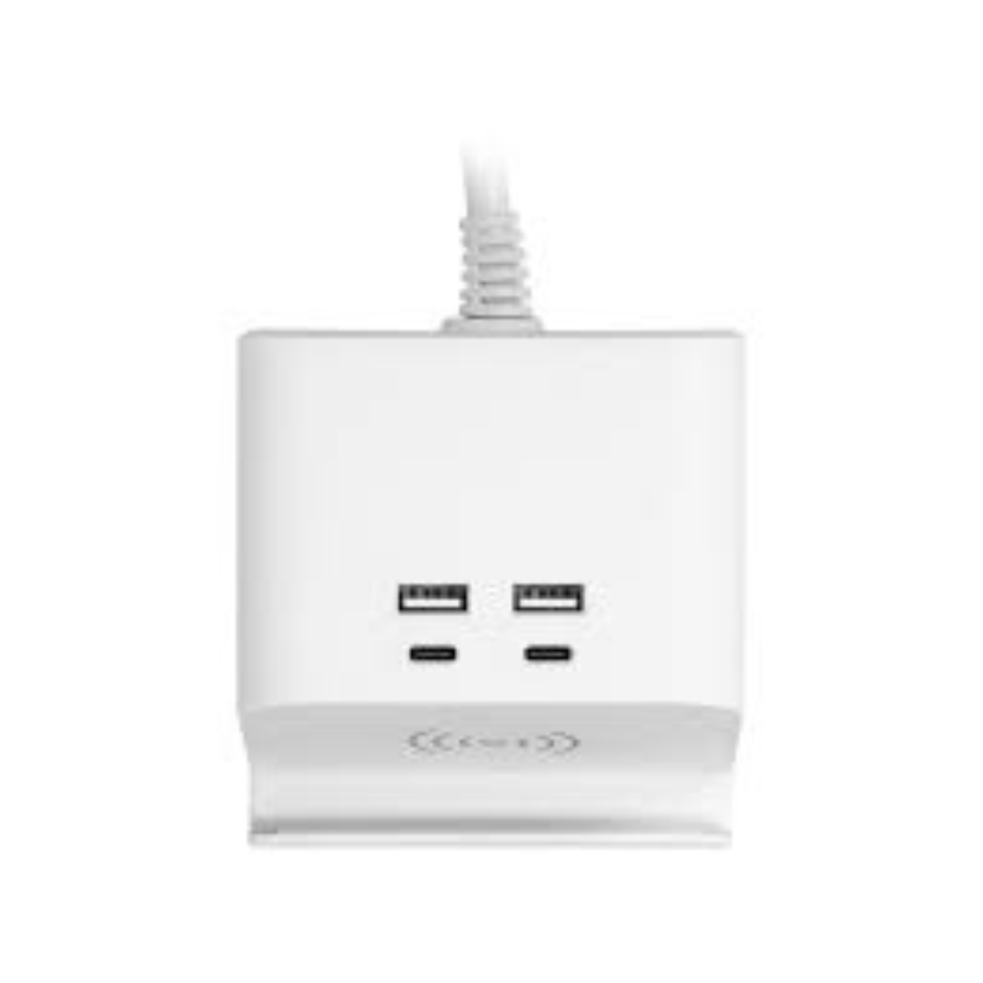 Strāvas sadalītājs / Pagarinātājs / Lādētājs smartfoniem ar 2xUSB-A un 2xUSB-C / Bezvadu lādētājs, vada garums 1.4m, 2x220V rozetes - 3680W, USB -3.4A