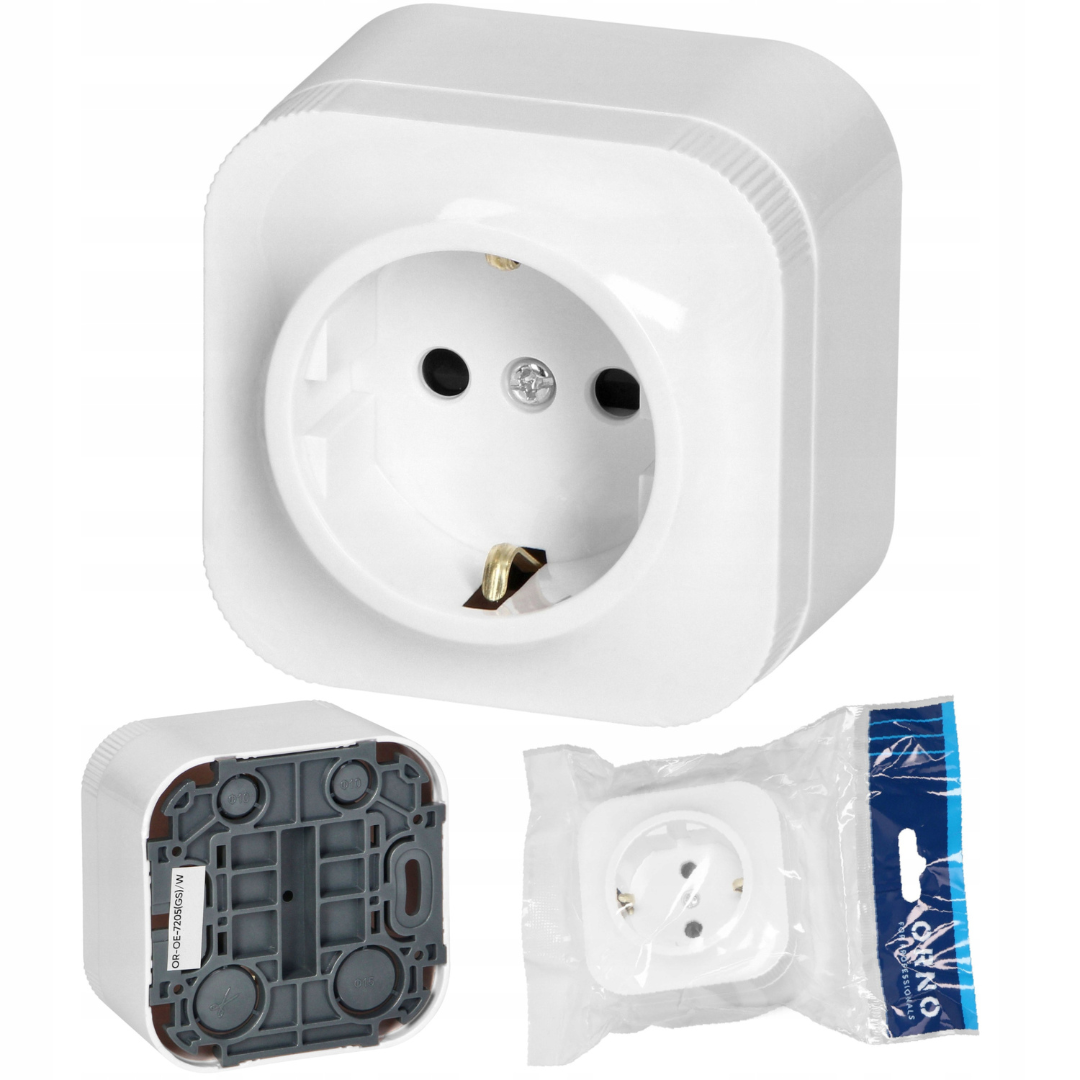 Kontaktligzda a/z, virsapmetuma, balta, ORNO / TIMEX