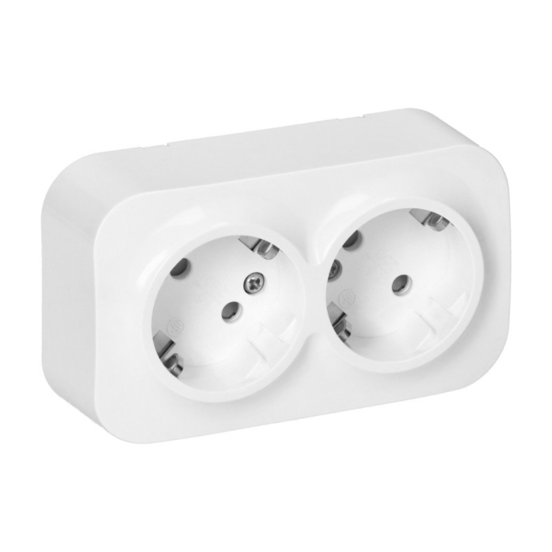 Kontaktligzda 2-vietīga a/z, virsapmetuma, balta, ORNO / TIMEX