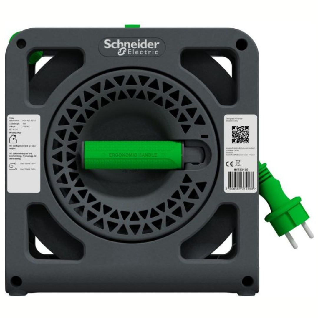 Pagarinātājs uz spoles, 4-vietīgs, 15m, vads 3x1.0, 16A, IP20, Schneider Electric
