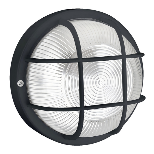 Ārējāis gaismeklis/plafons, apaļš ar resti, E27, maksimāli līdz 100W, IP44, melns