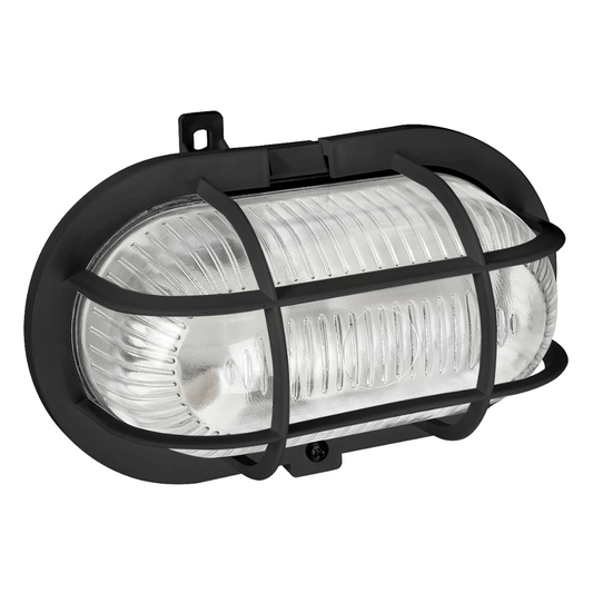 Ārējāis gaismeklis/plafons, ovāls ar resti (laiviņa), E27, maksimāli līdz 60W, IP44, melns