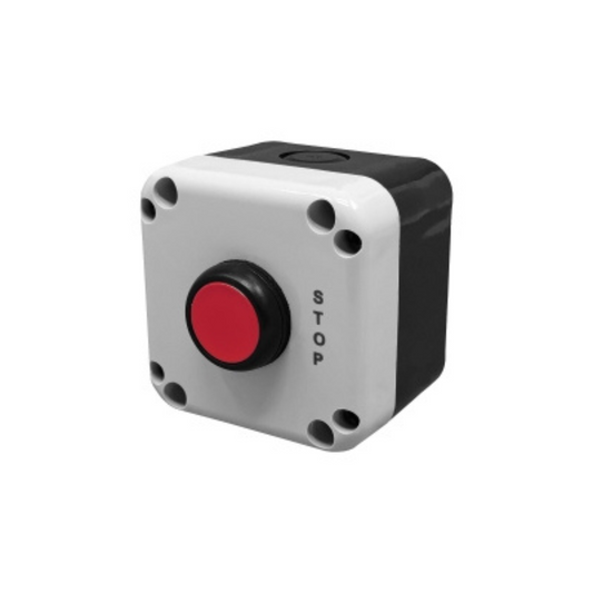 Pogu kārba, spiedpoga stop - 1NC sarkana, 75x75x57mm, IP65, PBSL1R, Vexen