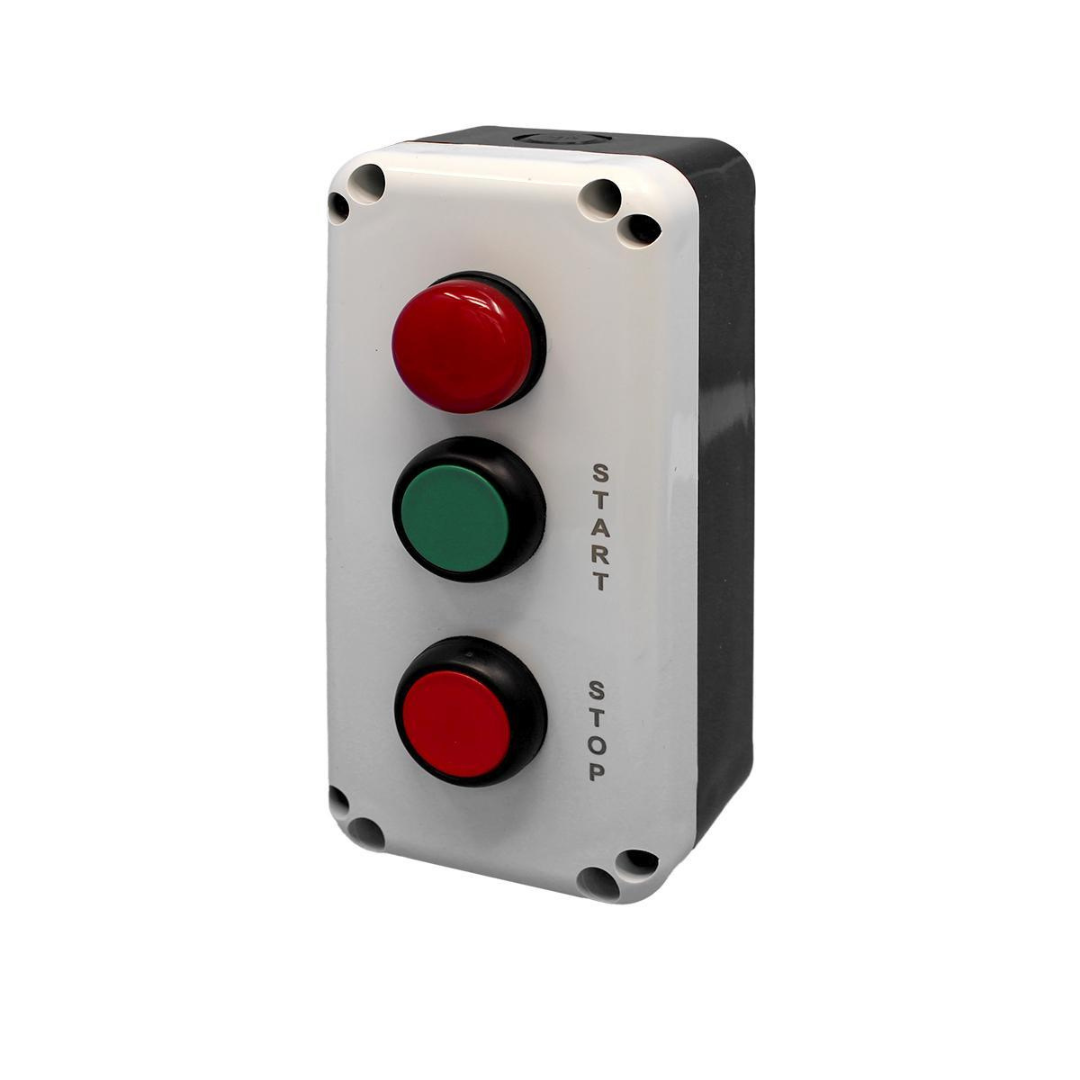 Pogu kārba, spiedpoga start - 1NO zaļa, spiedpoga stop - 1NC sarkana, signāllampa LED 240V AC - sarkana, IP65, PBSL3IGR, Vexen