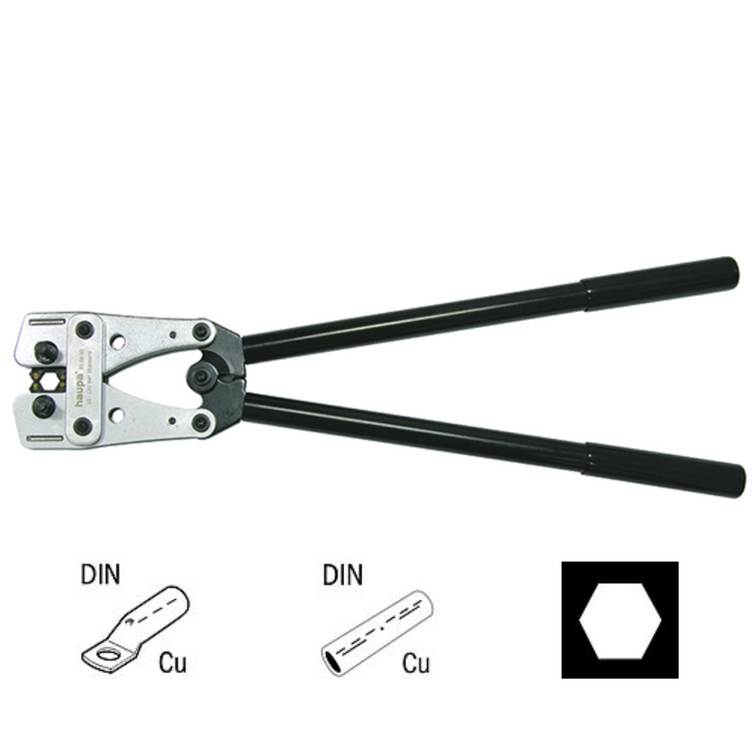 Izliektas presknaibles, 10-120mm2, DIN, seššķautņu apspiede, HAUPA