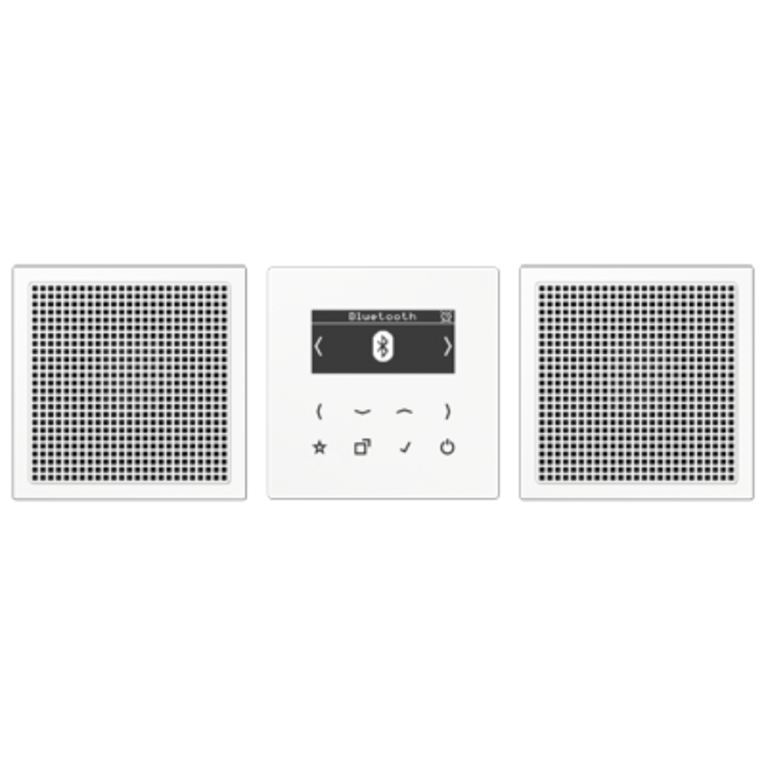 Gudrais radio DAB+ Bluetooth ar 2 skaļruņiem (Stereo), funkijas: modinātājs, temperatūra, laiks un citas. Balts, LS990