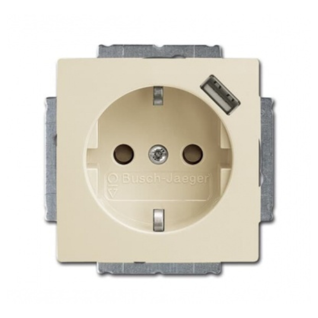 Kontaktligzda a/z ar USB-A ligzdu, mehānisms, bēša, Basic 55